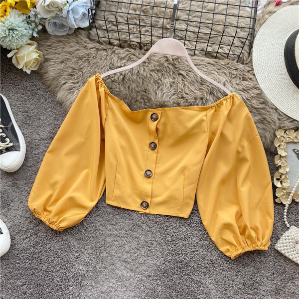 Rövid női ing öt színben, gombokkal és hosszú ujjal