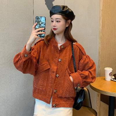 Rövid tavaszi-őszi kordbársony kabát bézs, kék és barna színekben