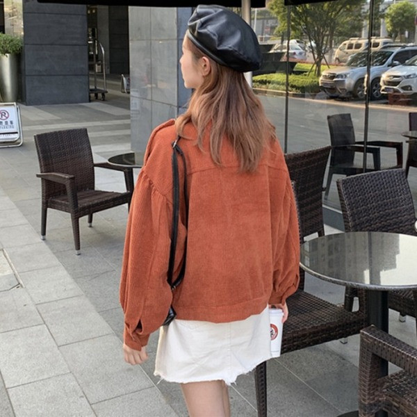 Rövid tavaszi-őszi kordbársony kabát bézs, kék és barna színekben