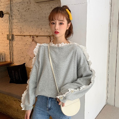 Női alkalmi blúz fürtökkel és gombokkal, szürke és barna színben