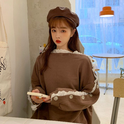 Női alkalmi blúz fürtökkel és gombokkal, szürke és barna színben