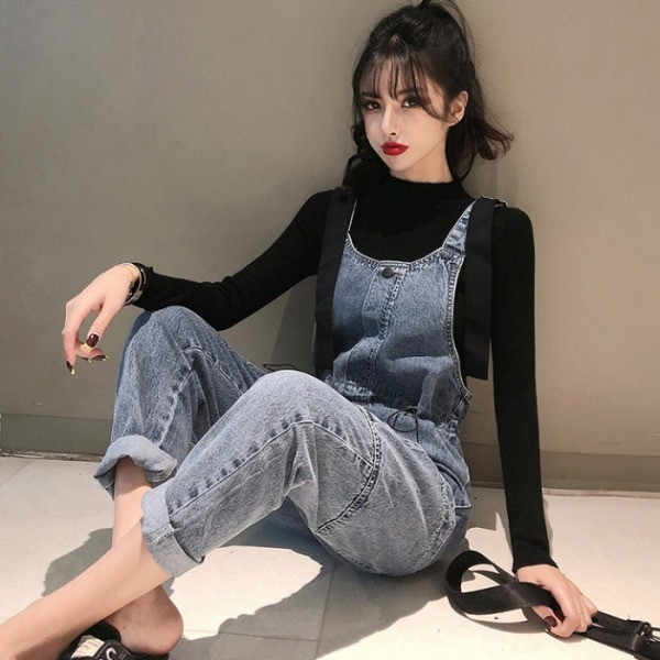 Új modell farmer overál zsebekkel és derékban megkötővel, kék színben