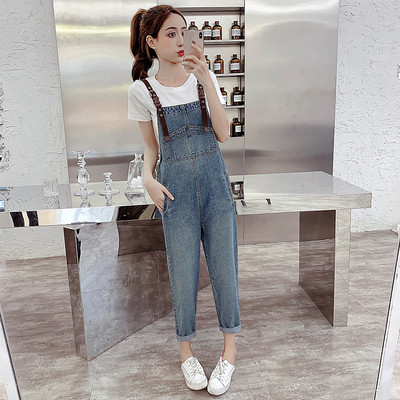 Alkalmi női farmer overall széles modell kék színben