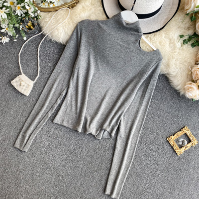 Női alkalmi blúz hat színben, csupasz váll és pólógallérral