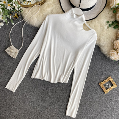 Női alkalmi blúz hat színben, csupasz váll és pólógallérral