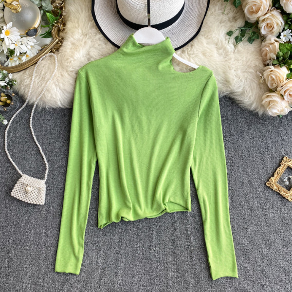 Női alkalmi blúz hat színben, csupasz váll és pólógallérral