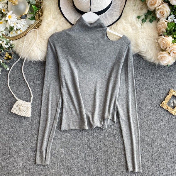 Női alkalmi blúz hat színben, csupasz váll és pólógallérral