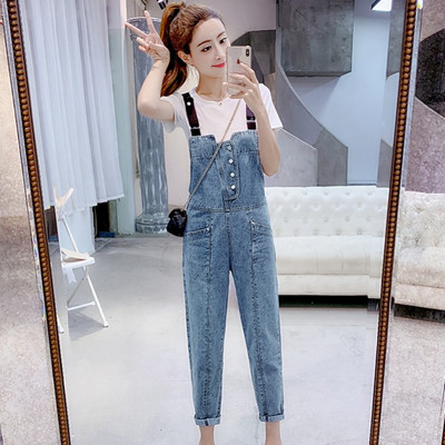 Lezser női farmer jumpsuit kék széles modellben