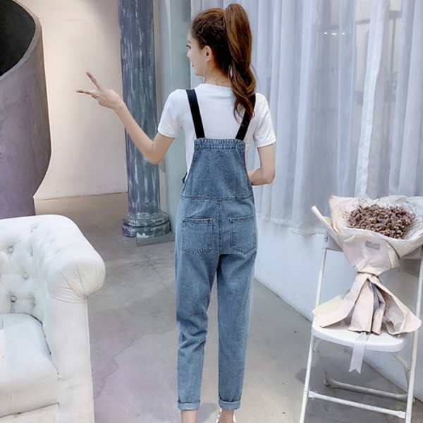 Lezser női farmer jumpsuit kék széles modellben