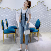 Új modell női farmer overál kék színben, derékban megkötővel