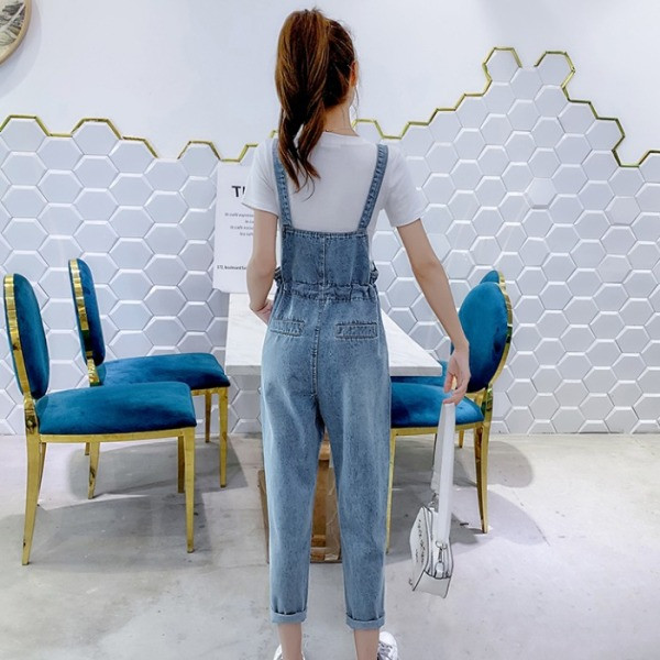 Új modell női farmer overál kék színben, derékban megkötővel