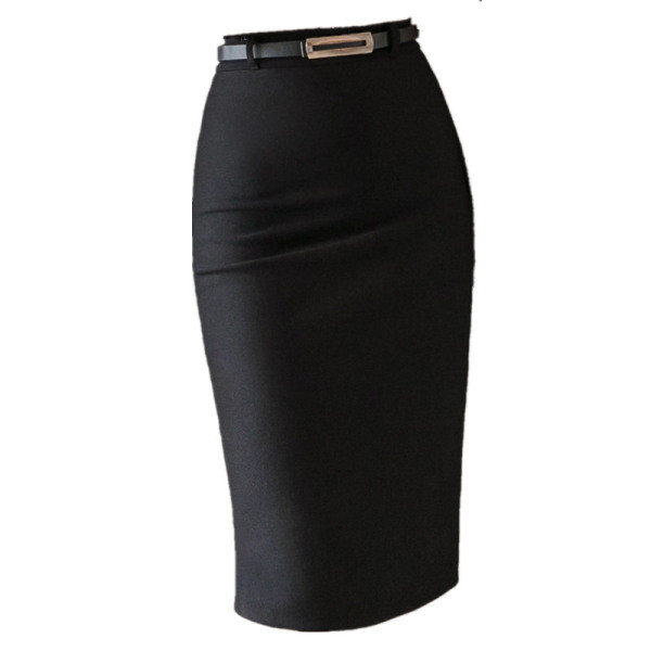 Stílusos női szoknya övvel és magas derékkal, fekete és piros színben