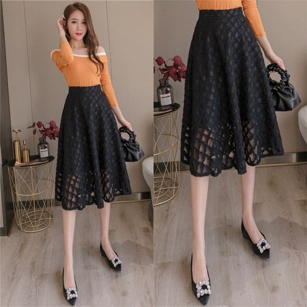 Új modell női szoknya magas derékkal, fekete-fehér színben - A vonalú