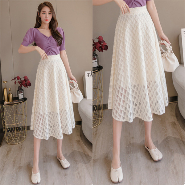 Új modell női szoknya magas derékkal, fekete-fehér színben - A vonalú