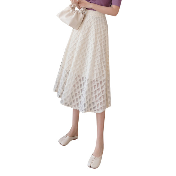 Új modell női szoknya magas derékkal, fekete-fehér színben - A vonalú