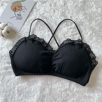 Női rövid melltartó csipkével és vékony pántokkal fehér, zöld, fekete, sárga, szürke és rózsaszín színben