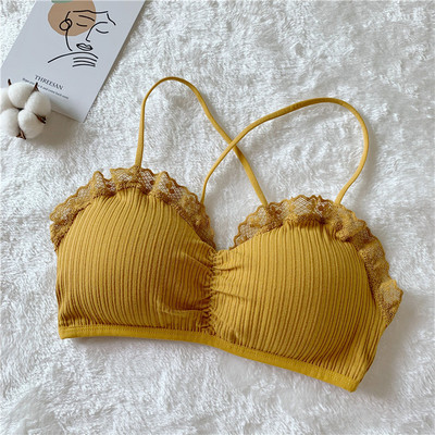 Női rövid melltartó csipkével és vékony pántokkal fehér, zöld, fekete, sárga, szürke és rózsaszín színben