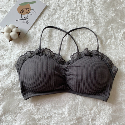 Női rövid melltartó csipkével és vékony pántokkal fehér, zöld, fekete, sárga, szürke és rózsaszín színben