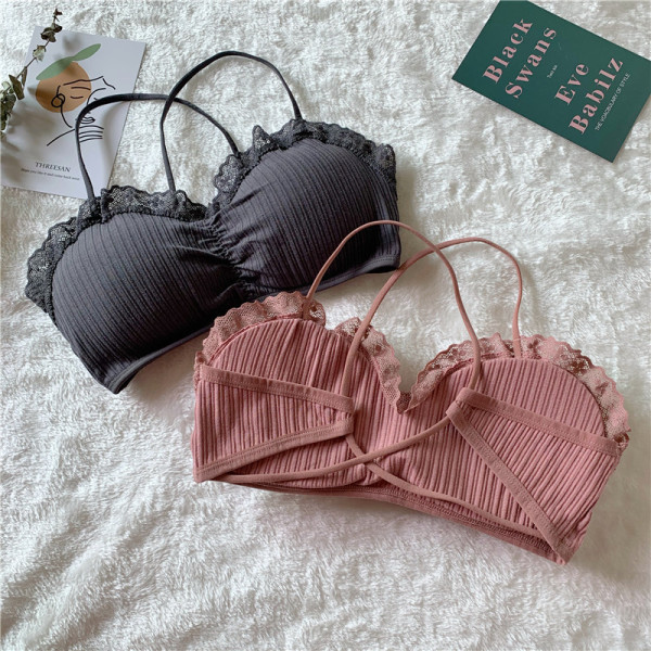 Női rövid melltartó csipkével és vékony pántokkal fehér, zöld, fekete, sárga, szürke és rózsaszín színben