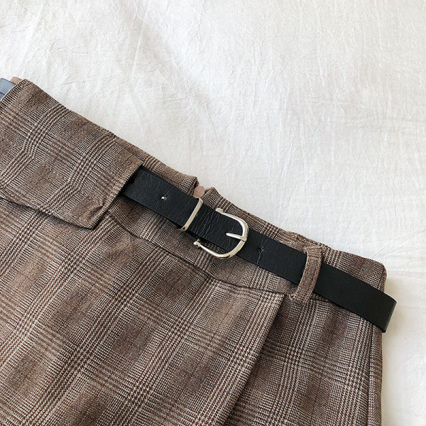 Καρό γυναικεία φούστα -παντελόνι σε τέσσερα χρώματα με υψηλή μέση και ζώνη