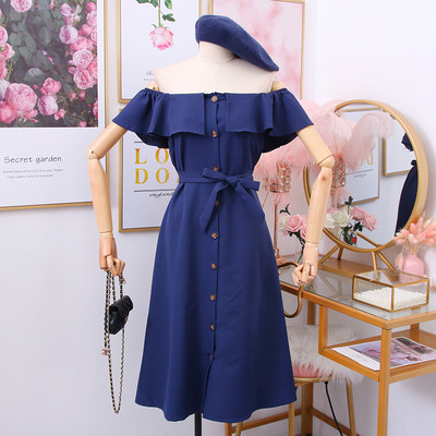 Γυναικείο καθημερινό φόρεμα με κουμπιά, ζώνη και λαιμόκοψη σε διάφορα χρώματα