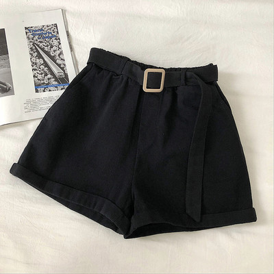 Γυναικεία σορτς φαρδύ μοντέλο σε πέντε χρώματα με υψηλή μέση και ζώνη