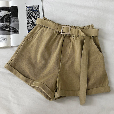 Γυναικεία σορτς φαρδύ μοντέλο σε πέντε χρώματα με υψηλή μέση και ζώνη