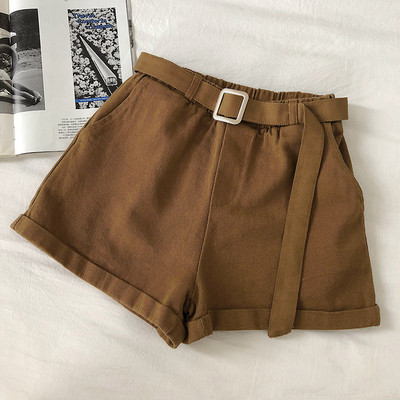 Γυναικεία σορτς φαρδύ μοντέλο σε πέντε χρώματα με υψηλή μέση και ζώνη