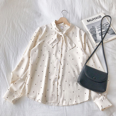 Μοντέρνο γυναικείο πουκάμισο σε πέντε χρώματα με κορδέλα και φαρδιά μανίκια