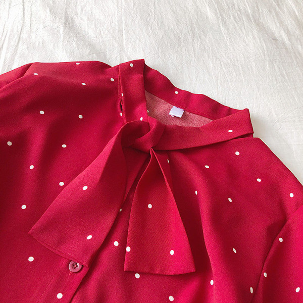 Μοντέρνο γυναικείο πουκάμισο σε πέντε χρώματα με κορδέλα και φαρδιά μανίκια