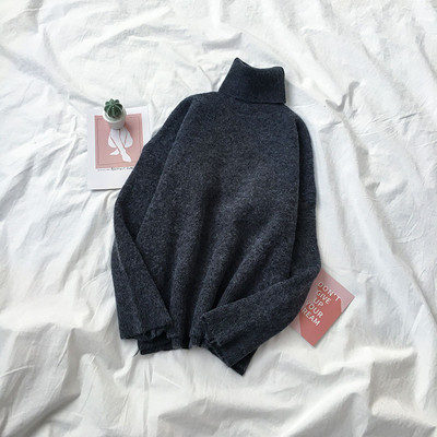 Pulover de damă în verde, alb, gri și maro, cu guler polo și mâneci lungi