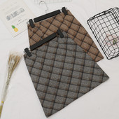 Καρό γυναικεία φούστα σε γκρι και καφέ  χρώμα με υψηλή μέση