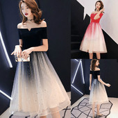 Új modell női ruha csupasz váll és pecsétszoknya piros és fekete színben