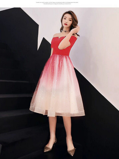 Új modell női ruha csupasz váll és pecsétszoknya piros és fekete színben