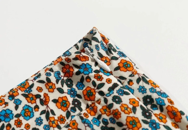 Γυναικεία φούστα με ελαστική μέση σε λευκόχρώμα με floral σχέδιο