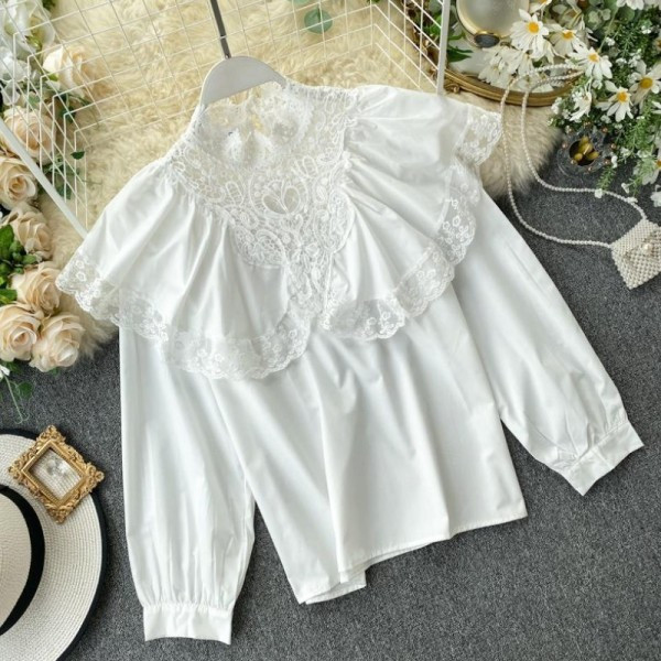 Új modell női blúz csipkével és pólógallérral több színben