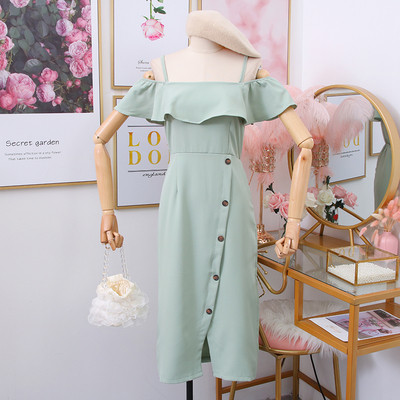 Μοντέρνο γυναικείο φόρεμα με κουμπιά και λεπτές λωρίδες σε διάφορα χρώματα