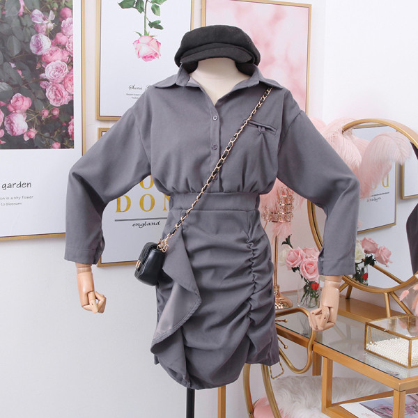 Μοντέρνο γυναικείο φόρεμα με κλασικό γιακά και κουμπιά σε διάφορα χρώματα