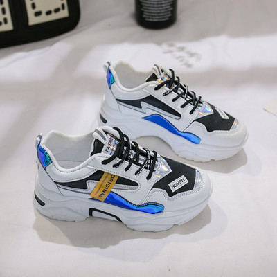 Tenisi casual dama de primavara-toamna cu elemente colorate in alb