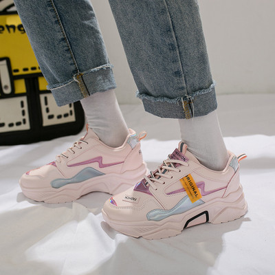 Tenisi casual dama de primavara-toamna cu elemente colorate in alb