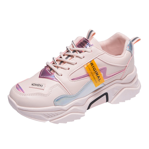 Tenisi casual dama de primavara-toamna cu elemente colorate in alb