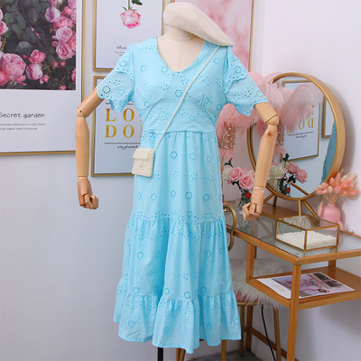 Rochie moderna de dama cu decolteu spitz si maneci scurte in mai multe culori