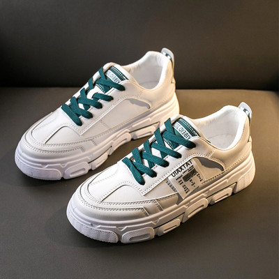 Női alkalmi tornacipő durva talppal, zöld és fekete fűzővel