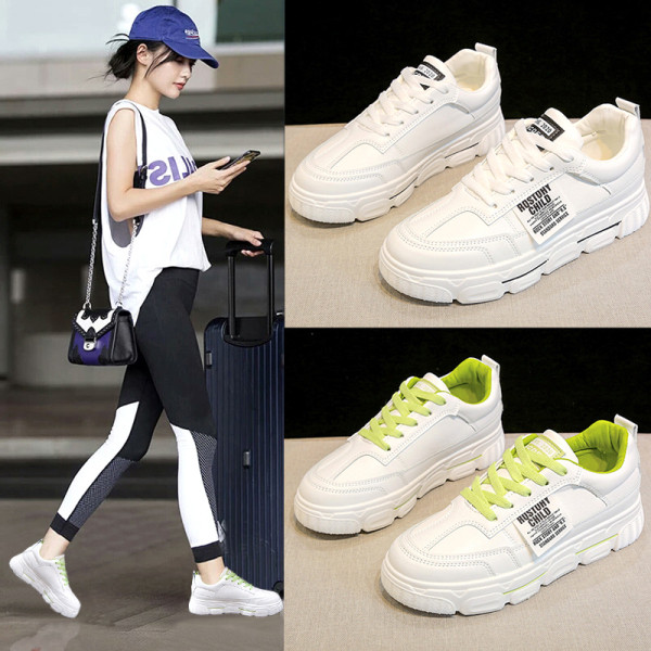 Női alkalmi műbőr tornacipő színes fehér nyakkendőkkel