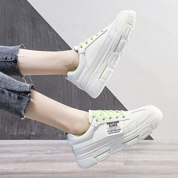 Női alkalmi műbőr tornacipő színes fehér nyakkendőkkel