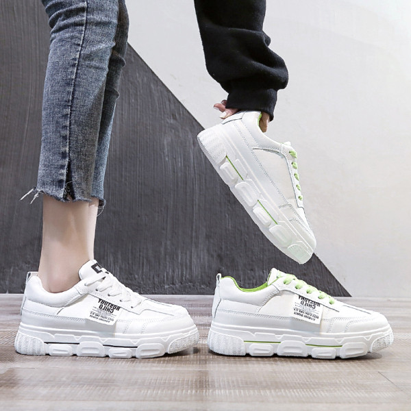 Női alkalmi műbőr tornacipő színes fehér nyakkendőkkel