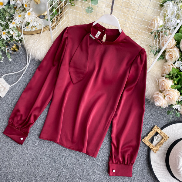 Női ing alacsony gallérral fehér, rózsaszín, bordó, bézs, zöld és fekete színekben