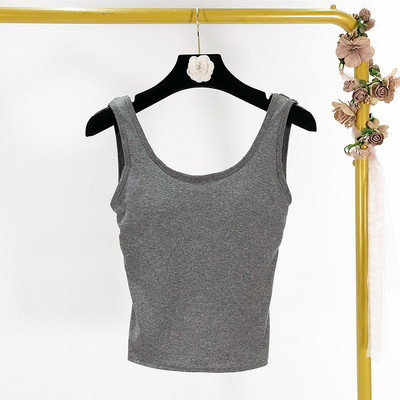 Rövid női akasztófelső, hátul kivágott részekkel szürke, fehér és fekete színben