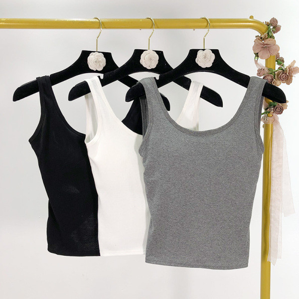 Rövid női akasztófelső, hátul kivágott részekkel szürke, fehér és fekete színben