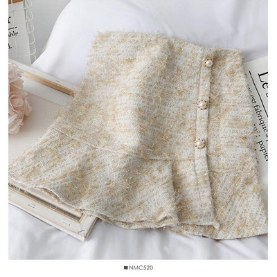 Νέο μοντέλο γυναικεία φούστα με κουμπιά σε μπλε, μπεζ και μαύρο χρώμα